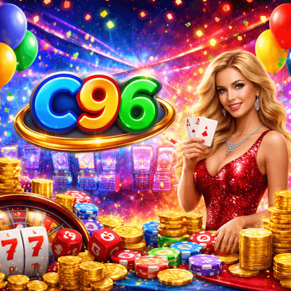 C96 gaming lobby with table games, jackpots, and fast-paced casino action